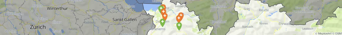 Kartenansicht für Apotheken-Notdienste in der Nähe von Krumbach (Bregenz, Vorarlberg)